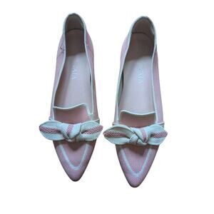 VIVAIA Michelle 2.0 Pointed-Toe Bow Loafers Pale Pink Sz 39 (8)